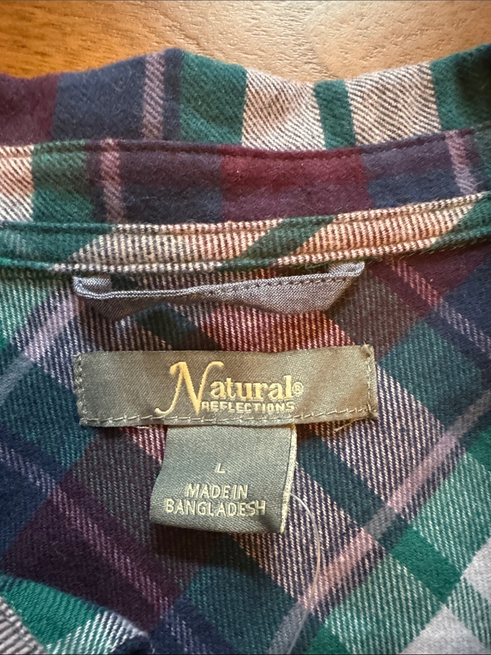 Natural Reflections Women's Plaid Button-Down Shirt - Burgundy, Green & Cream - Picture 2 of 4